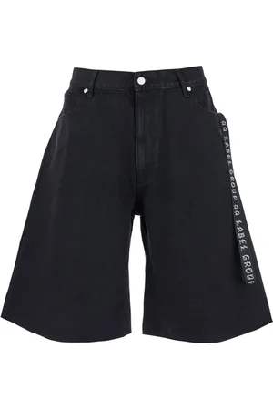 44 Label Group Shorts, Herre, Sort, XL, Denim, Sort Denim Bermuda Shorts med Sløjfe