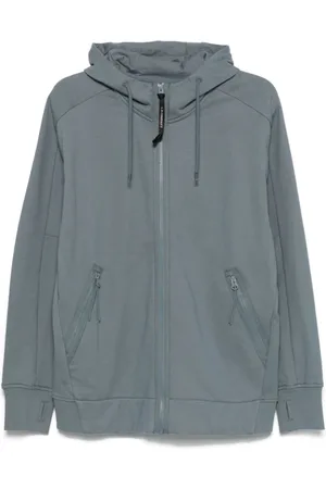 C.P. Company Sweathshirts & Hoodies, Herre, Grå, S, Stål Blå Hættetrøje Lynlås Lommer