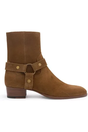 Saint Laurent Sko, Herre, Brun, 42 EU, Læder, Wyatt Læder Ankelstøvler