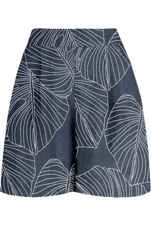 Bomboogie Shorts, Dame, Blå, S, Linned, Trykte linned bermuda shorts