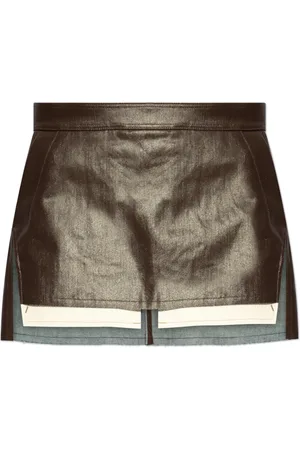 Rick Owens Nederdel, Dame, Brun, S, Bomuld, Fog Cutoff Mini Skirt