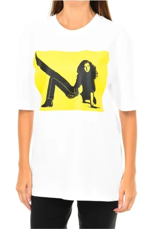 Calvin Klein Top, Dame, Hvid, S, Bomuld, T-shirt med korte ærmer og ribkant