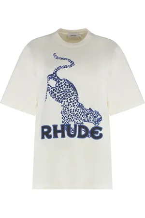 Rhude Top, Dame, Hvid, S, Bomuld, Bomulds T-shirt med frontprint