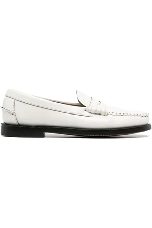 SEBAGO Sko, Dame, Hvid, 36 EU, Læder, Penny-Slot Flade Læder Loafers