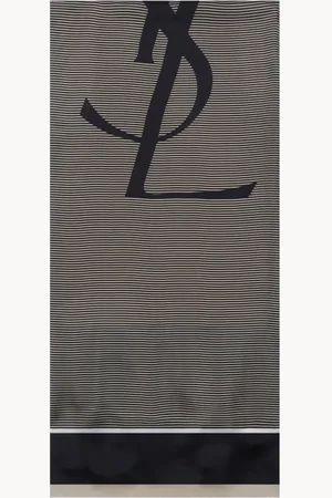 Saint Laurent Tilbehør, Herre, Blå, ONE SIZE, Navyblå silketørklæde med YSL-logo
