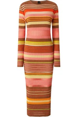 Pinko Kjole, Dame, Flerfarvet, XS, Linned, Regnbue Ribben Linned Kjole