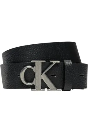 Calvin Klein Tilbehør, Herre, Sort, 85 CM, Læder, Elegant Læderbælte med CK Logo Spænde