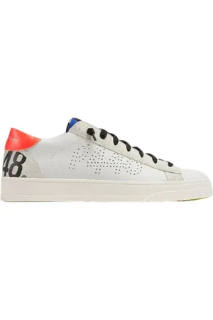 P448 Sko, Herre, Hvid, 43 EU, Læder, Koralfarvet Fluo Sneakers