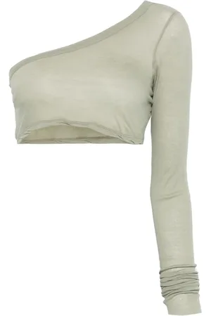 Rick Owens Top, Dame, Grøn, XS, Bomuld, Grøn One Shoulder Bomuldstop