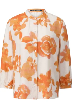 Luisa Cerano Bluser & Skjorter, Dame, , S, Uld, Blomstret bluse med rynkede manchetter