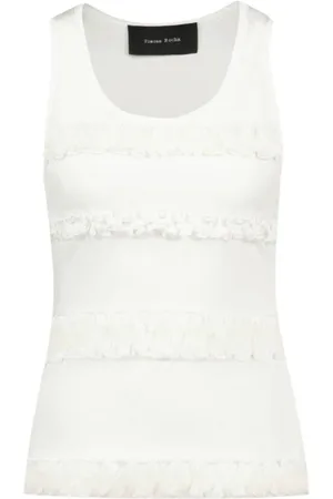 Simone Rocha Top, Dame, Hvid, S, Bomuld, Ruffle Tank Top i bomuldsjersey