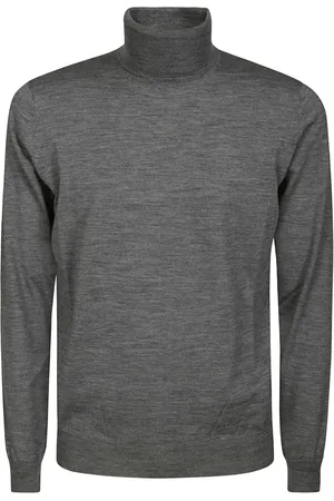 hindustrie Strik, Herre, Grå, L, Uld, Grå Merino Uld Turtleneck Sweater