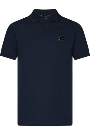 Dolce & Gabbana Top, Herre, Blå, XL, Bomuld, Blå Polo Skjorte med Logo Broderi