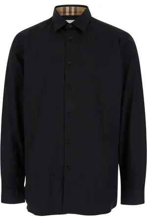 Burberry Skjorte, Herre, Sort, L, Bomuld, Sort Oversize Skjorte med Klassisk Krave