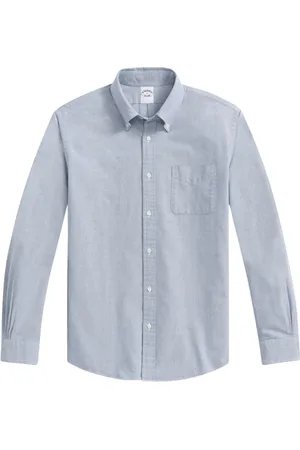 Brooks Brothers Skjorte, Herre, Blå, S, Bomuld, Blå Regular Fit Oxford Klud Fredag Sports Skjorte med Polo-Knappelukning