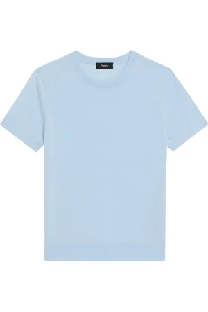 THEORY Top, Dame, Blå, XL, Uld, Blå Merinould T-shirt Sweater