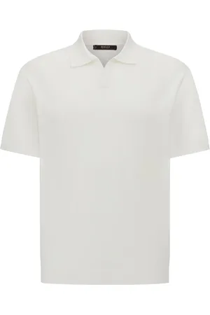 Boggi Milano Strik, Herre, Hvid, 2XL, Bomuld, Bomuld og silkestrikket poloshirt