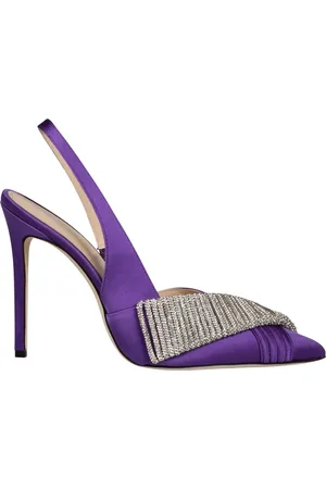 Hibourama Sko, Dame, Lilla, 38 EU, Satin, Krystal Plisseret Slingback Hæle