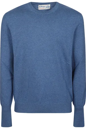 BALLANTYNE Strik, Herre, Blå, XL, Cashmere, Klassisk Striktrøje
