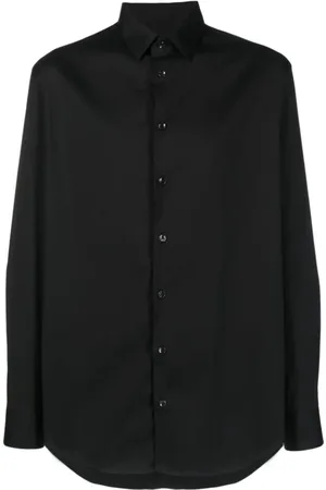 Giorgio Armani Skjorte, Herre, Sort, 3XL, Bomuld, Long Sleeve Tops
