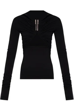 Rick Owens Top, Dame, Sort, M, Nylon, Langærmet Prong Tee