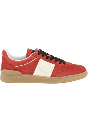VALENTINO GARAVANI Sko, Herre, Rød, 40 EU, Suede, Præget VLogo Ruskind Sneakers med Rockstud Detaljer