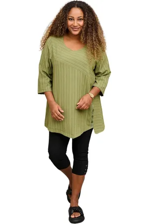 Pont Neuf Bluser & Skjorter, Dame, Grøn, XL, Polyester, Olivengrøn Ribstrikket Tunika Filine