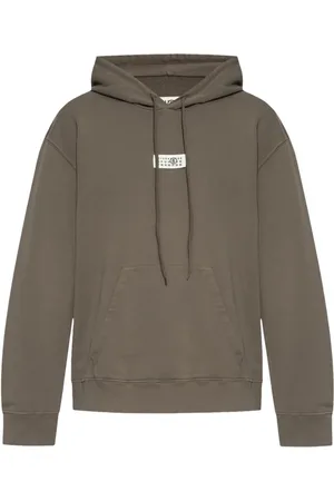 Maison Margiela Sweathshirts & Hoodies, Herre, Brun, M, Bomuld, Brun striktrøje med khaki detaljer