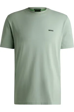 HUGO BOSS Top, Herre, Grøn, S, Bomuld, Kontrast Logo Regular Fit Bomuld Tee