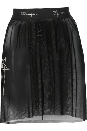 Rick Owens Nederdel, Dame, Sort, S, Hamp, Logo-Waistband Sheer Skirt