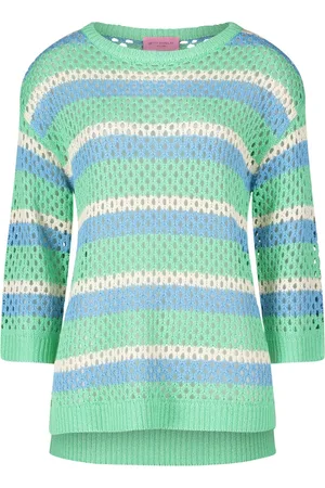 Betty Barclay Strik, Dame, Grøn, M, Uld, Stribet grovstrikket sweater