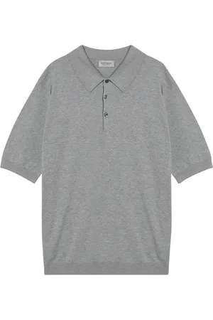 JOHN SMEDLEY Strik, Herre, Grå, XL, Kortærmet poloshirt