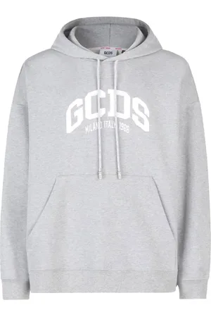 GCDS Sweathshirts & Hoodies, Herre, Grå, M, Uld, Grå Logo Loose Hoodie