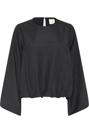 Heartmade Bluser & Skjorter, Dame, Sort, 2XL, Bomuld, Elegant Sort Ballonærme Bluse