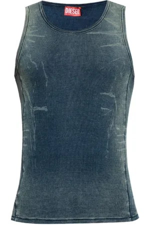 Diesel Top, Dame, Blå, L, Uld, Blå Ærmeløs Tank Top
