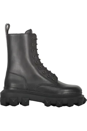 VALENTINO GARAVANI Sko, Herre, Sort, 42 1/2 EU, Læder, Studded Læder Snørestøvler