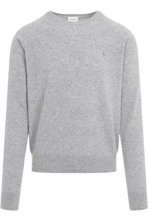 Saint Laurent Strik, Herre, Grå, XL, Cashmere, Grå Cashmere Sweater