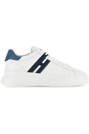Hogan Sko, Herre, Hvid, 43 EU, Læder, Hvid Blå Læder Sneakers med Memory Foam