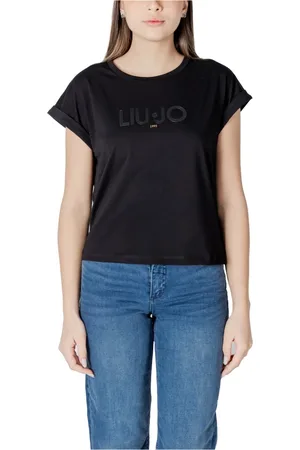 Liu Jo Top, Dame, Sort, XS, Bomuld, Sort Rund Hals T-shirt til Kvinder
