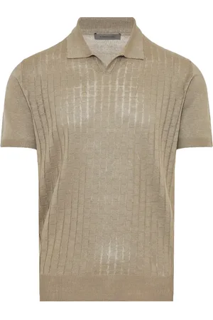 corneliani Top, Herre, , 3XL, Linned, Ribbet Linned Polo Skjorte