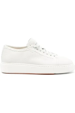 santoni Sko, Dame, Hvid, 41 EU, Læder, Hvide Læder Casual Sneakers