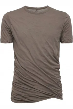 Rick Owens Top, Herre, Grå, S, Bomuld, Dust Double Tee - Kortærmet, dobbeltlags T-shirt