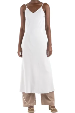 Maison Margiela Kjole, Dame, Hvid, S, Hvid Silkekjole med Detaljer