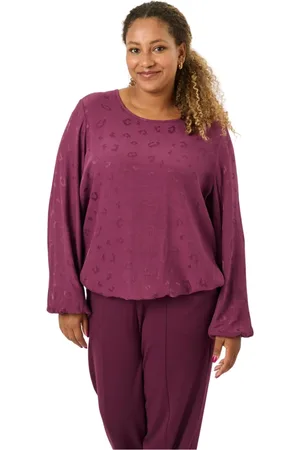 Pont Neuf Bluser & Skjorter, Dame, Lilla, 3XL, Uld, Alison - Plum Balloneffekt Bluse