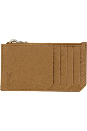 Saint Laurent Tilbehør, Herre, Brun, ONE SIZE, Uld, Cassandre Shadow Zip Card Holder