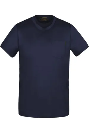 MOORER Top, Herre, Blå, XL, Bomuld, Silke T-shirt med brystlomme