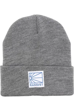Rassvet Tilbehør, Herre, Grå, ONE SIZE, Logo Tag Beanie Kasket med Syet Logo