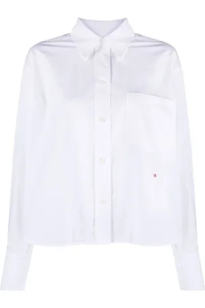 Victoria Beckham Bluser & Skjorter, Dame, Hvid, XS, Bomuld, Hvid Poplin Logo Broderet Skjorte