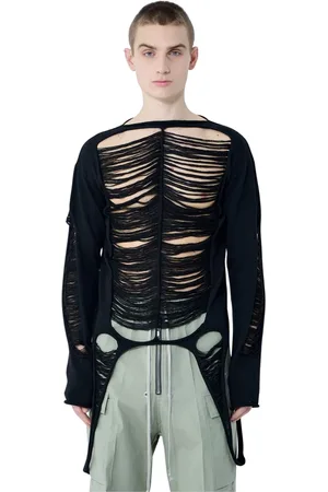 Rick Owens Strik, Herre, Sort, S, Uld, Strikket Crewneck Sweater