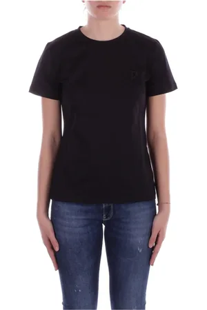 Dondup Top, Dame, Sort, S, Bomuld, Sort Logo T-shirt Slim Fit